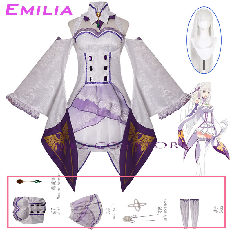 Emilia Cosplay Anime Re Zero K - Cosplay Anime Female Characters ulasan dan harga